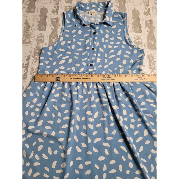 2642 Umgee‎ Blue/White Sleeveless Dress Women's Medium - Picture 4 of 7